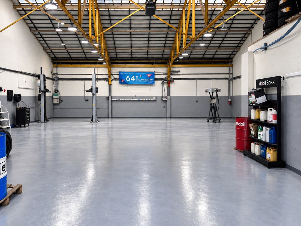 L'atelier du garage GB 95 : vue d'ensemble